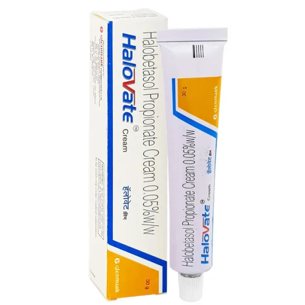 Halovate Cream (Halobetasol) is a prescription-strength topical steroid used to treat skin conditions such as eczema, psorias