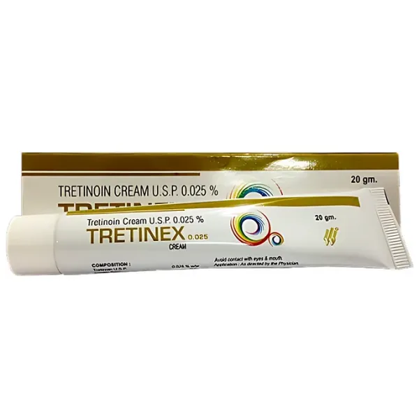 Tretinex Cream is a topical medication that contains tretinoin, a form of vitamin A that is used to treat acne and reduce the