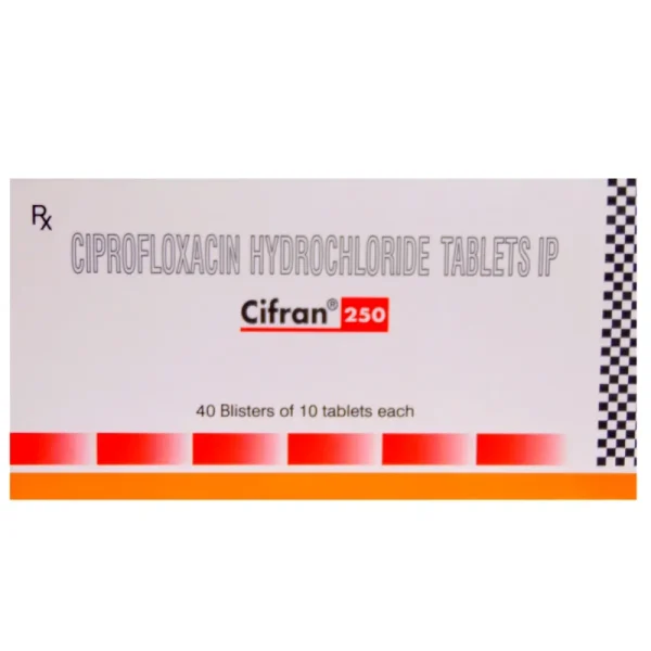 Cifran 250mg (Ciprofloxacin) is an antibiotic, used in the treatment of bacterial infections | RX Supply