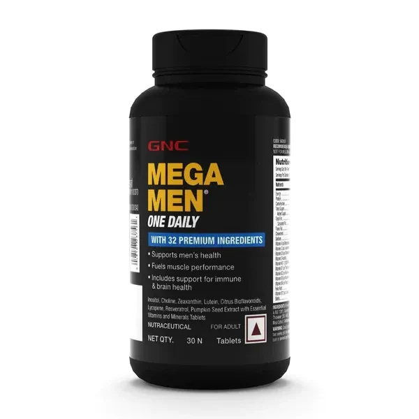 GNC Mega Men One Daily Multivitamin Tablet is formulated with 32 potent ingredients, including water-soluble vitamins