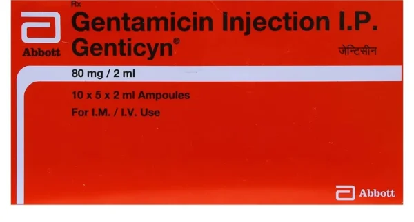 Genticyn 80mg Injection is an antibiotic used to prevent or treat a wide variety of bacterial infections | RX Supply