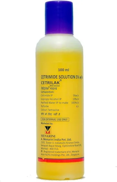 Cetrilak Mild Solution (Cetrimide) is an antiseptic and disinfectant used for cleansing wounds-RX Supply