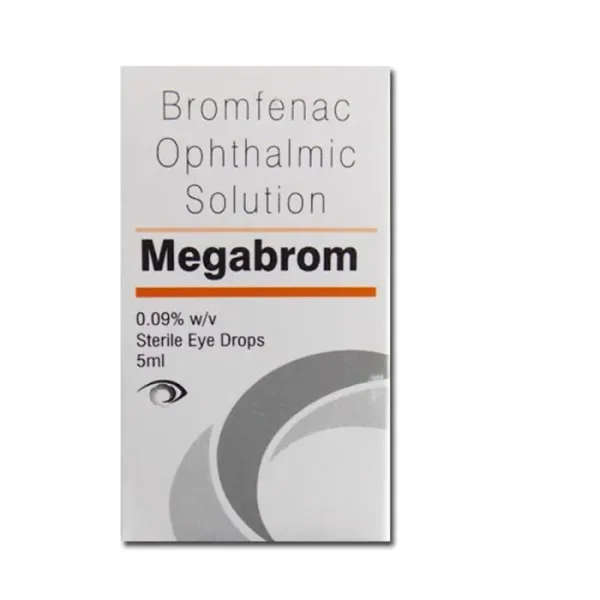 Megabrom Eye Drop is a pain-relieving medicine. It is used to treat postoperative eye pain
