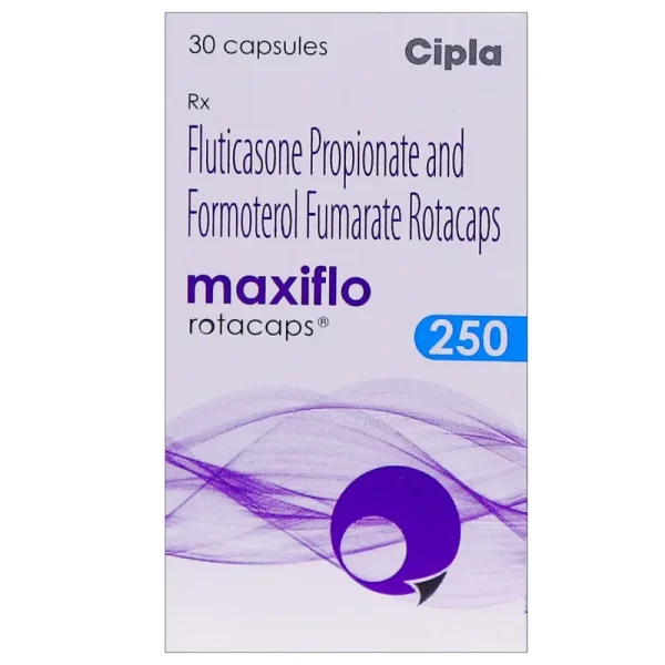 Maxiflo 250 Rotacaps (Fluticasone / formoterol) is used in the treatment of asthma | RX Supply