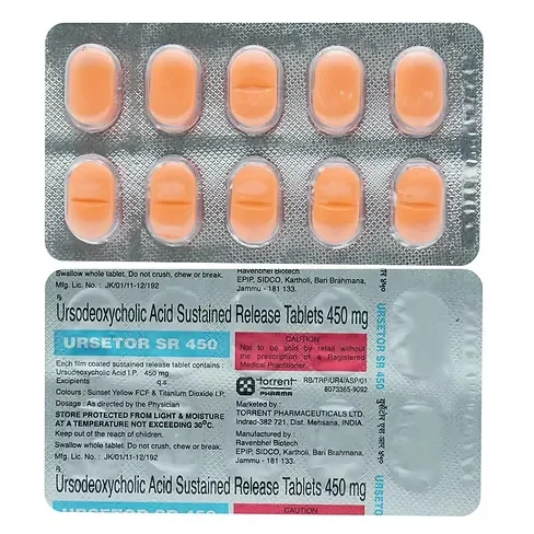 Ursetor SR 450mg Tablet (Ursodeoxycholic 450) is a prescription medication used to treat various liver condition /RX Supply