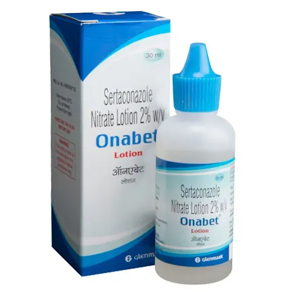 ONABET 2% LOTION (SERTACONAZOLE) is a topical antifungal medication used to treat various skin infections