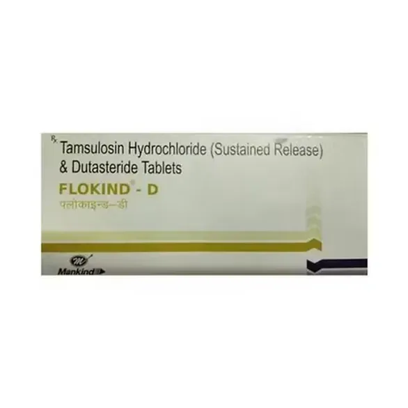 Flokind D 0.4mg/0.5mg Tablet (Tamsulosin 0.4mg/Dutasteride 0.5mg) is a combination-RX Supply