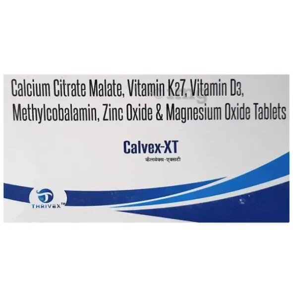 Calvex-XT Tablet is designed to support bone health, cardiovascular function, and overall well-being.