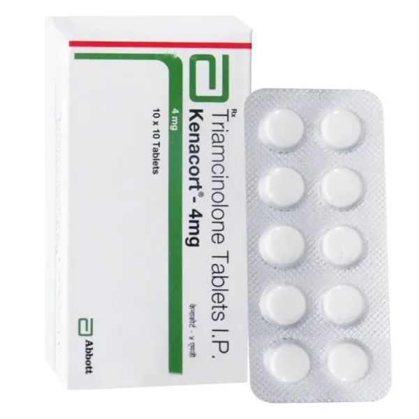 KENACORT 4MG (TRIAMCINOLONE) is a corticosteroid medication used to treat a variety of conditions such as allergies