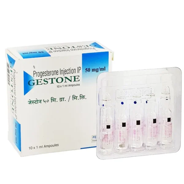 Gestone 50 mg Injection (Progesterone) is an injectable medicine used to treat menstrual disorders,