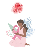 Woman holding pink breast cancer awareness ribbon