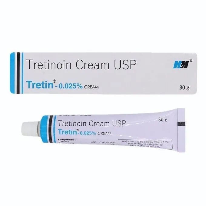 Tretin Cream 0.025% (30gm) is a form of vitamin A that is used to treat acne which appears as spots or pimples on your face,