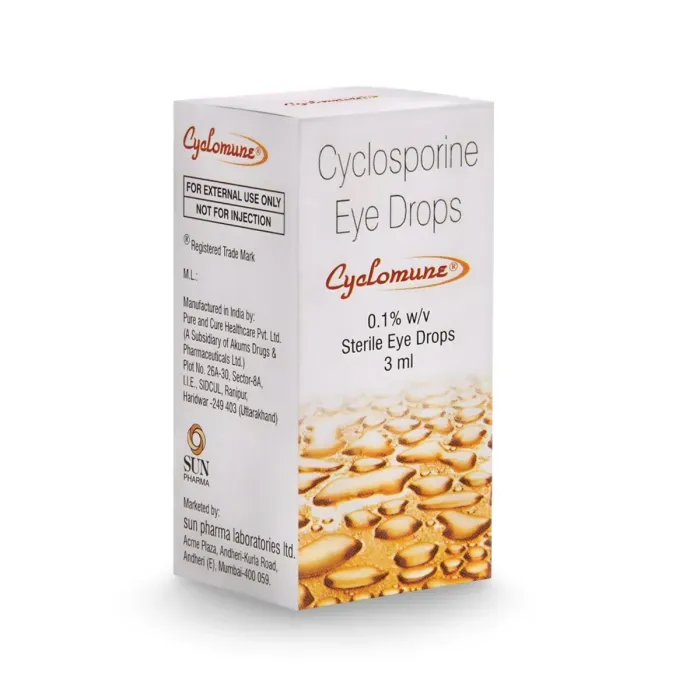Cyclomune 0.1% Eye Drop (Cyclosporine) is a medicine used for the treatment of dry eyes.-RX Supply