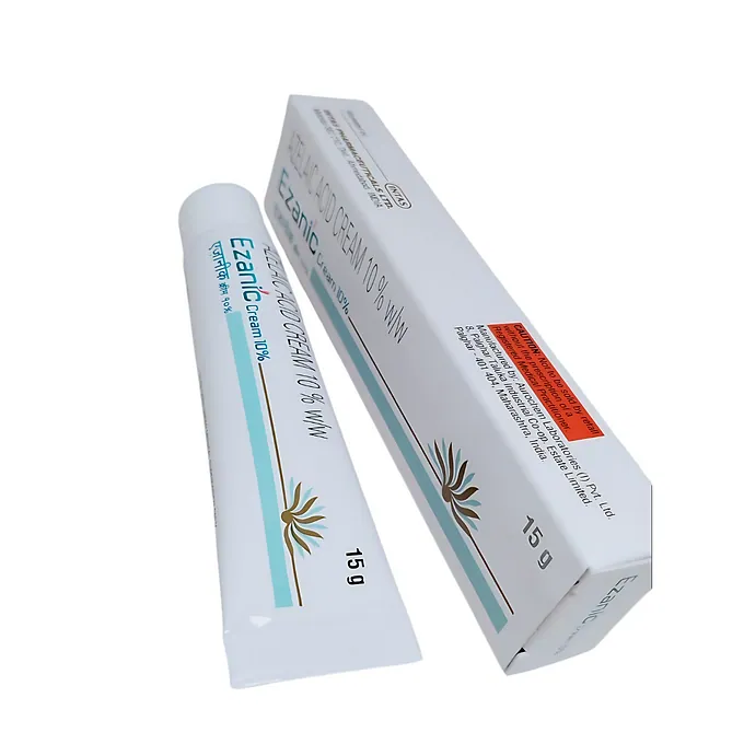 Ezanic Cream 10% is used in the treatment of acne (pimples). It effectively relieves symptoms such as lumps, redness, and sw