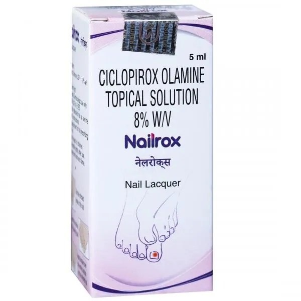 NAILROX NAIL LACQUER 5 ML (CICLOPIROX) is an antifungal medication designed to treat fungal infections of the toenails and fi