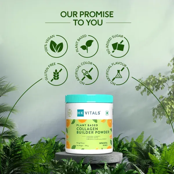 HK Vitals Plant Based Collagen Builder Powder, Orange, 250 g is a collagen supplement for men and women.