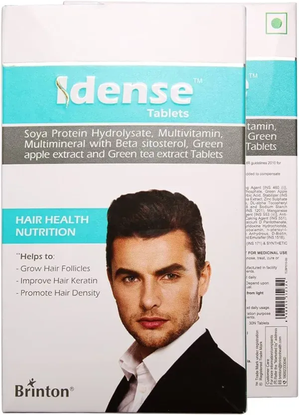 Idense Tablet is beneficial for promoting healthy hair growth in men. It helps to increase hair density