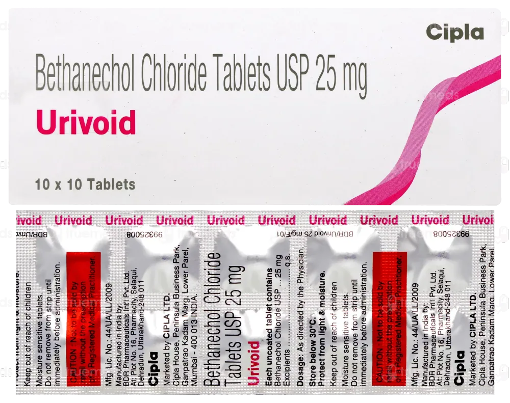 Urivoid Tablet (Bethanechol) is used in the treatment of urinary retention (inability to urinate)-RX Supply