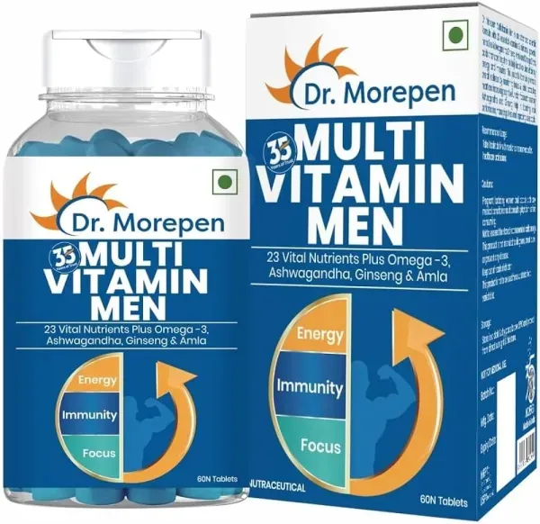 Dr. Morepen Multi Vitamin Men with Omega 3 & Herbs, Natural Energy & Immunity Booster