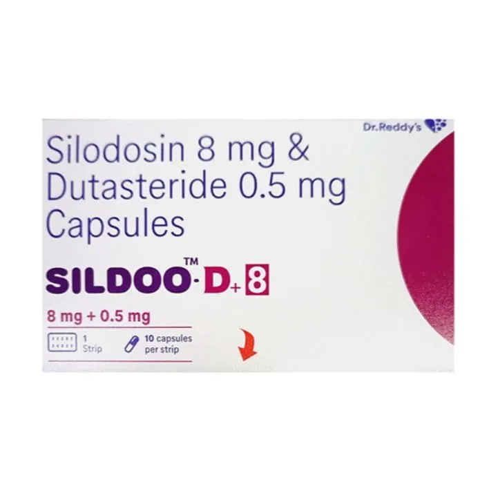 Sildoo D8 8mg/0.5mg Capsule (Silodosin /Dutasteride) is a combination of two medicines-RX Supply