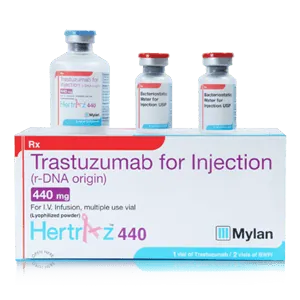 HERTRAZ 440 MG (TRASTUZUMAB) is a prescription medicine used to treat certain types of breast cancer and stomach cancer.