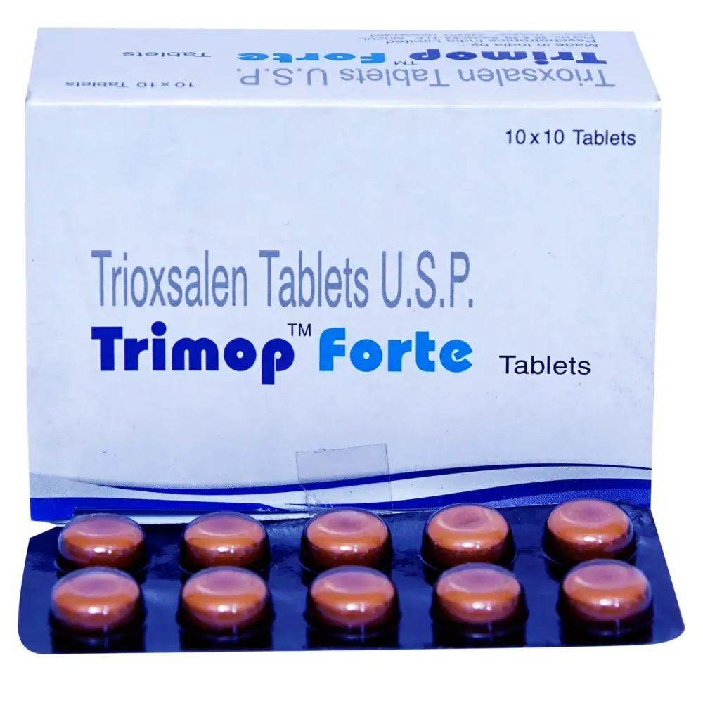 Trimop Forte Tablet (Trioxasalen) is a medicine used in the treatment of vitiligo and psoriasis-RX Supply