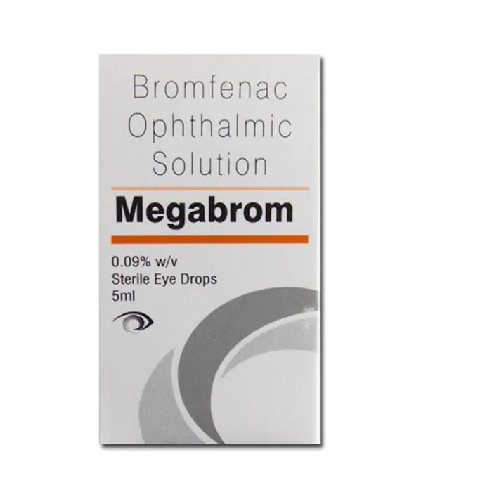 Megabrom Eye Drop is a pain-relieving medicine. It is used to treat postoperative eye pain