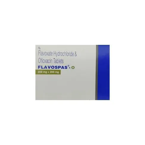 Flavospas O 400mg Tablet (Ofloxacin 200mg/ Flavoxate 200mg) is a combination medication that contains Ofloxacin and Flavoxate