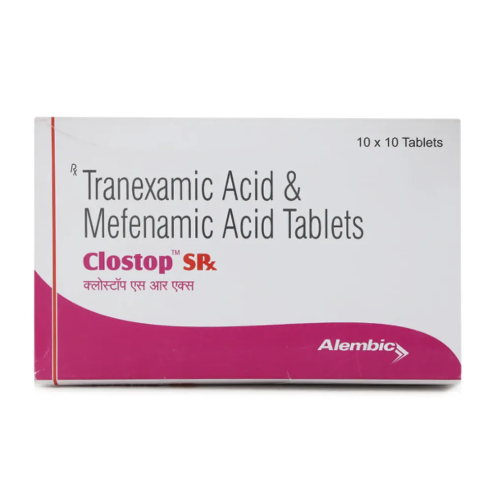 Clostop Srx Tablet (Tranexamic Acid /Mefenamic Acid) is a combination medicine used-RX Supply