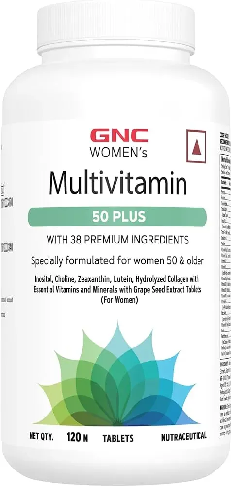 GNC Women’s Multivitamin 50 Plus Tablet is formulated with 38 potent ingredients, including water