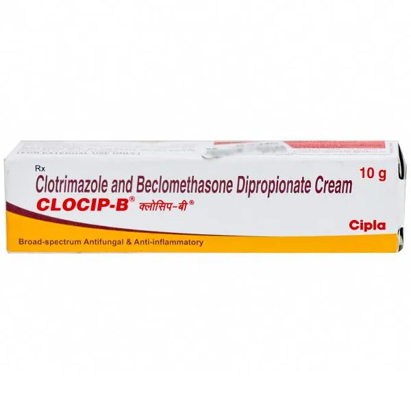 CLOCIP B Cream 10gm is a unique combination of Clotrimazole and Beclometasone.
