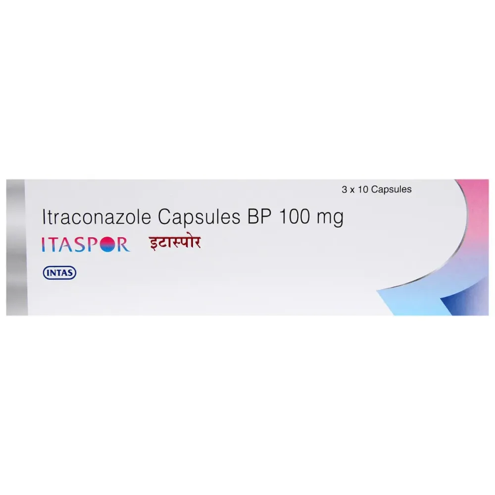 Itaspor 100mg Capsule (Itraconazole) belongs to a group of medicines called antifungals.-RX Supply