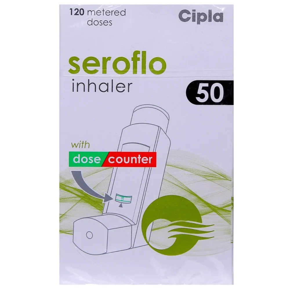 Seroflo 50 Inhaler (Salmeterol/Fluticasone) is a combination of two medicines that opens | RX Supply
