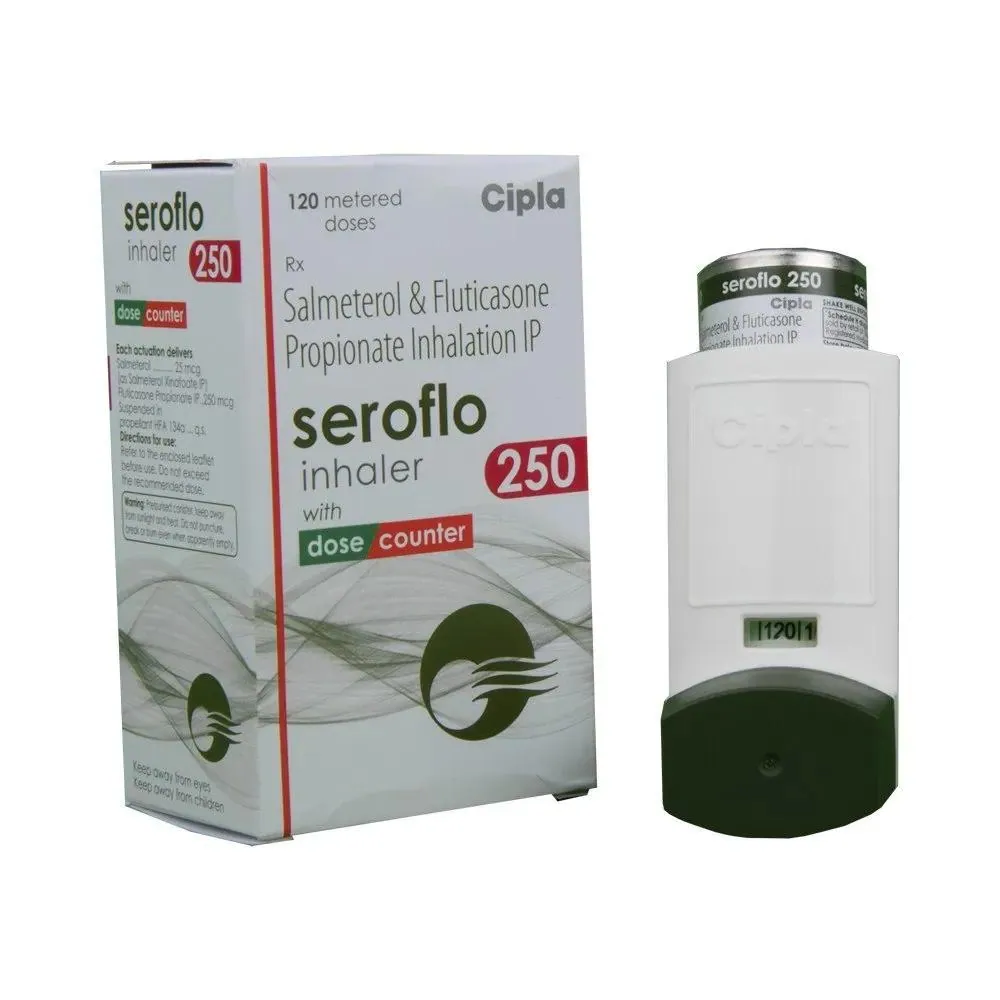 Seroflo 250 Inhaler is a prescription medication used to treat asthma and chronic obstructive pulmonary disease (COPD).