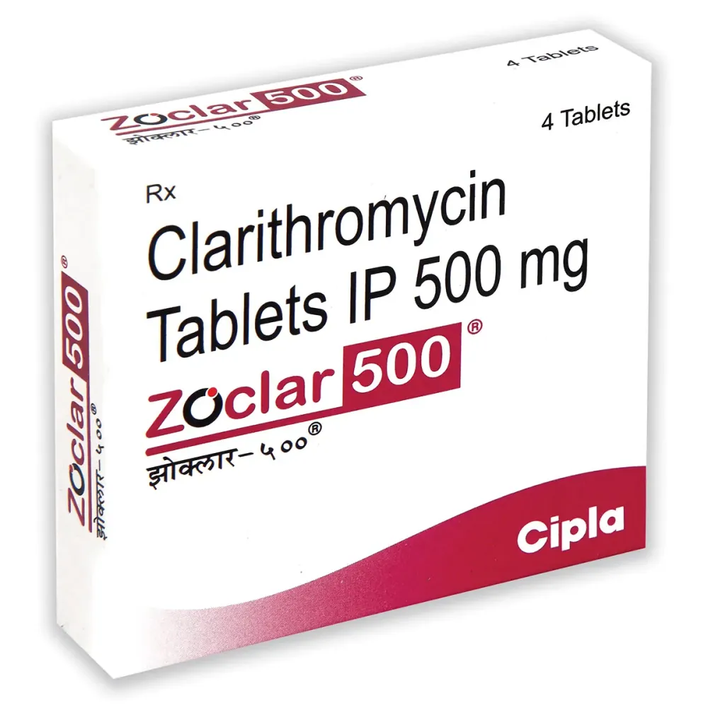 Zoclar 500mg Tablet (Clarithromycin) is an antibiotic used to treat various types of infections.-RX Supply