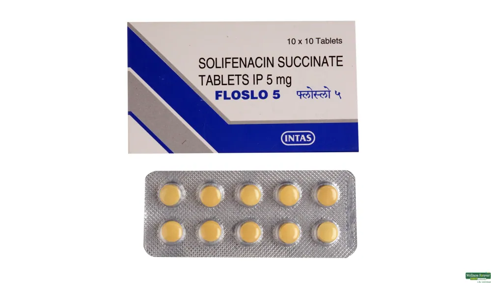 Floslo 5mg Tablet (Solifenacin) is a muscarinic antagonist that is used in the treatment-RX Supply