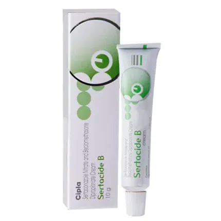 SERTACIDE B CREAM (SERTACONAZOLE/BECLOMETASONE) is a topical treatment used to treat skin infections like tinea and fungal in