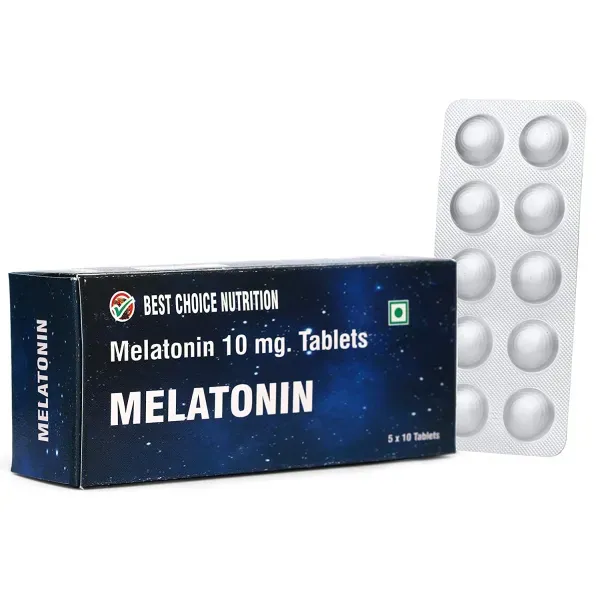 Melatonin 10mg Tablets are beneficial for regulating the sleep-wake cycle and promoting calm and restful sleep.