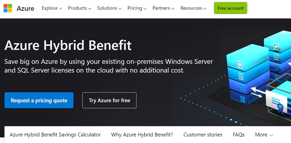 Azure Hybrid Benefit homescreen