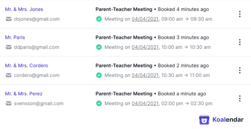 Koalendar Meeting Dashboard