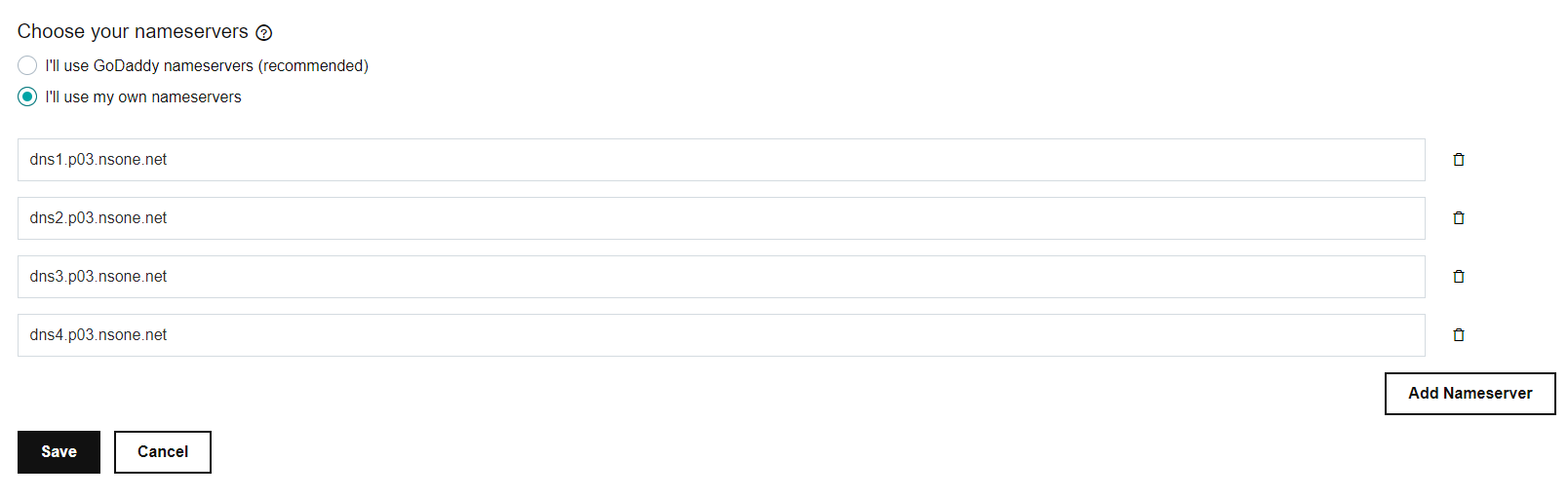 DNS management of domain registrar i.e. GoDaddy