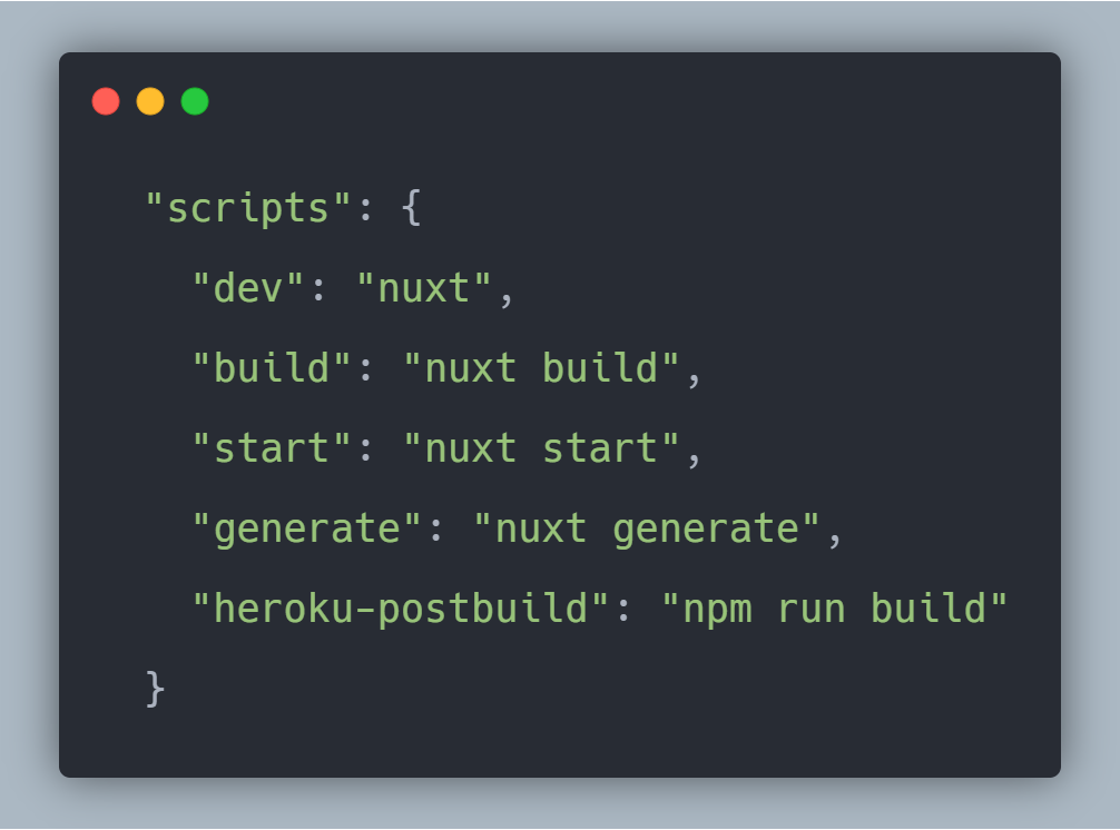 Nuxt scripts with Heroku build command.
