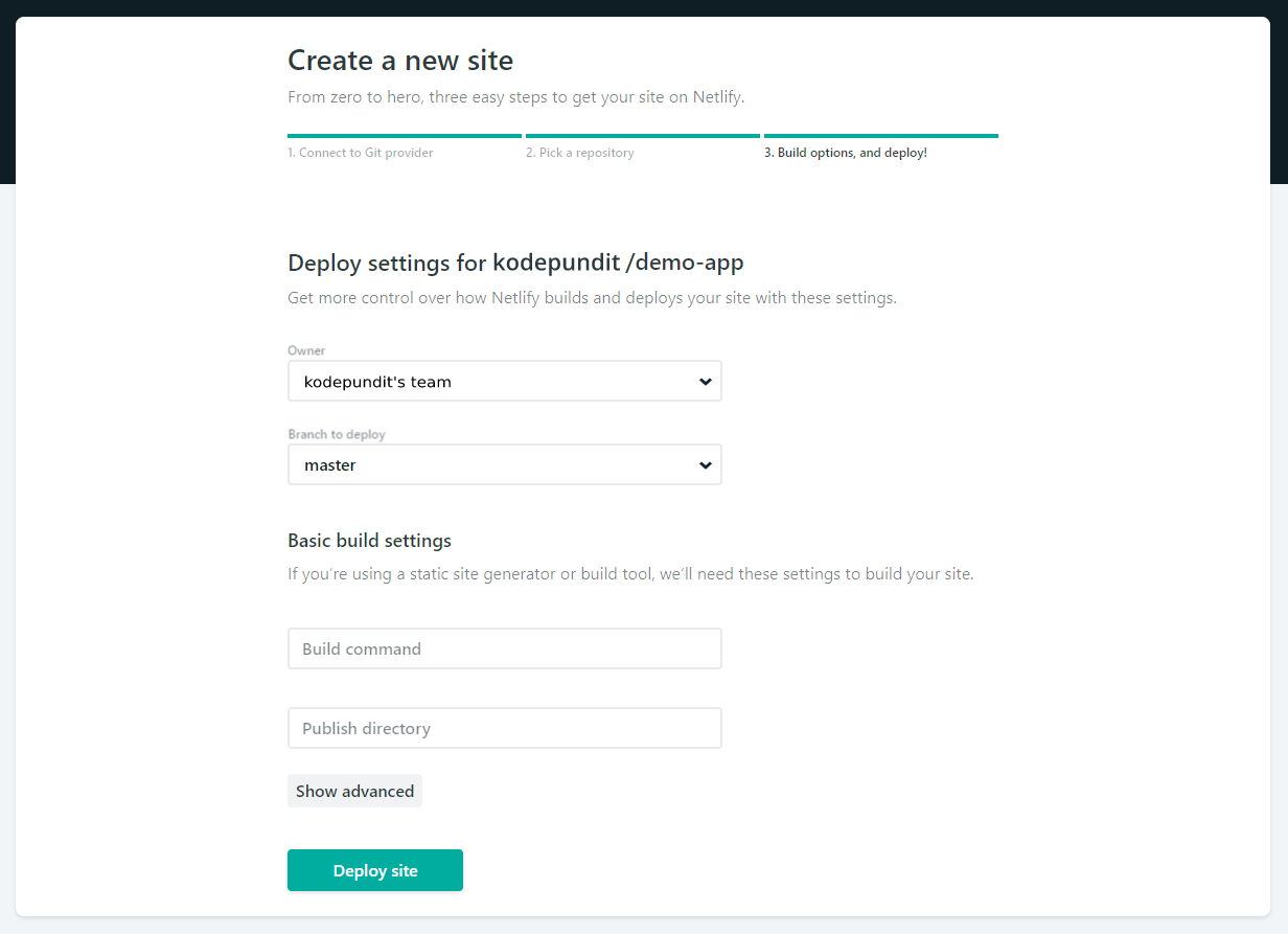 Build settings configuration for continuous deployment Step-3