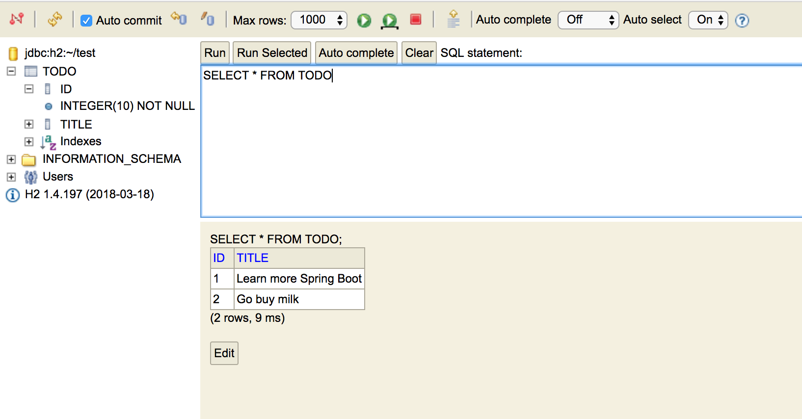 spring boot h2 schema not found