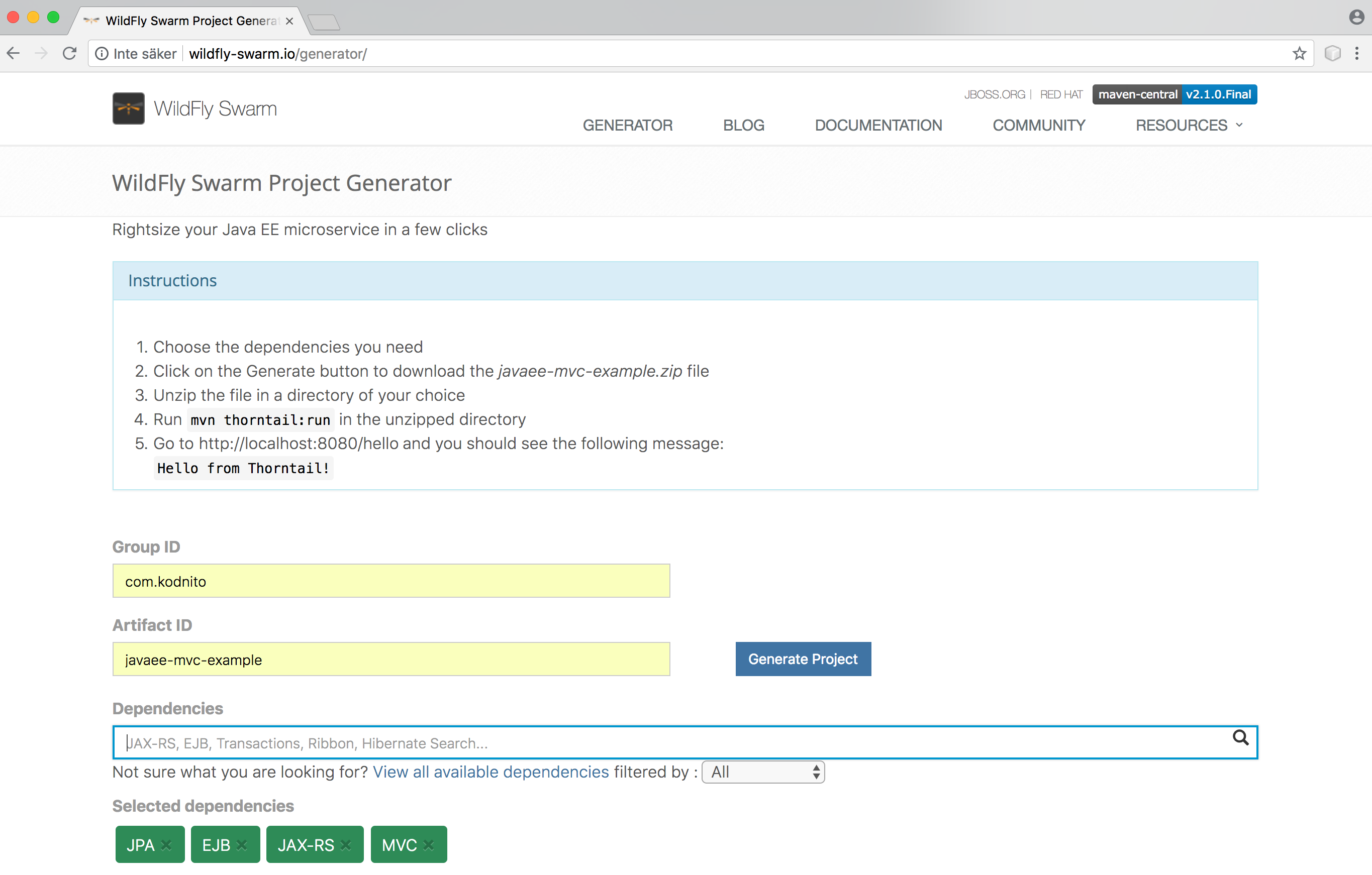 spring boot wildfly example
