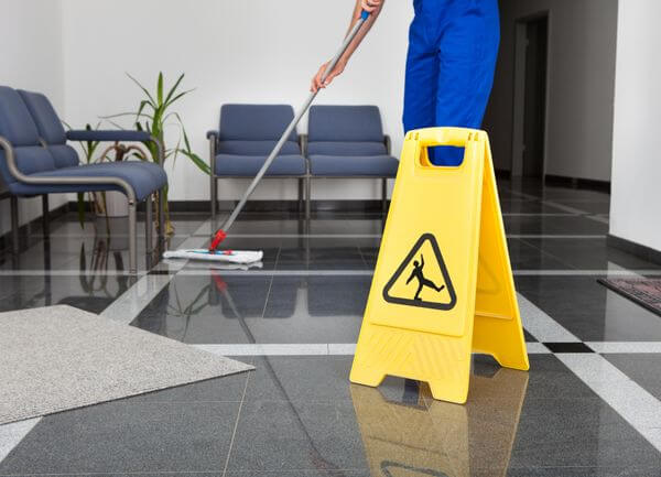 mopping tiled floor