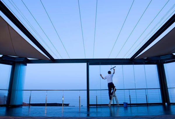 washing large office windows