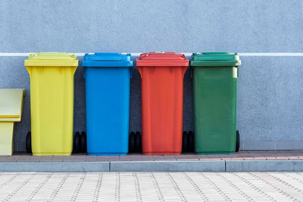 garbage and recycling bins