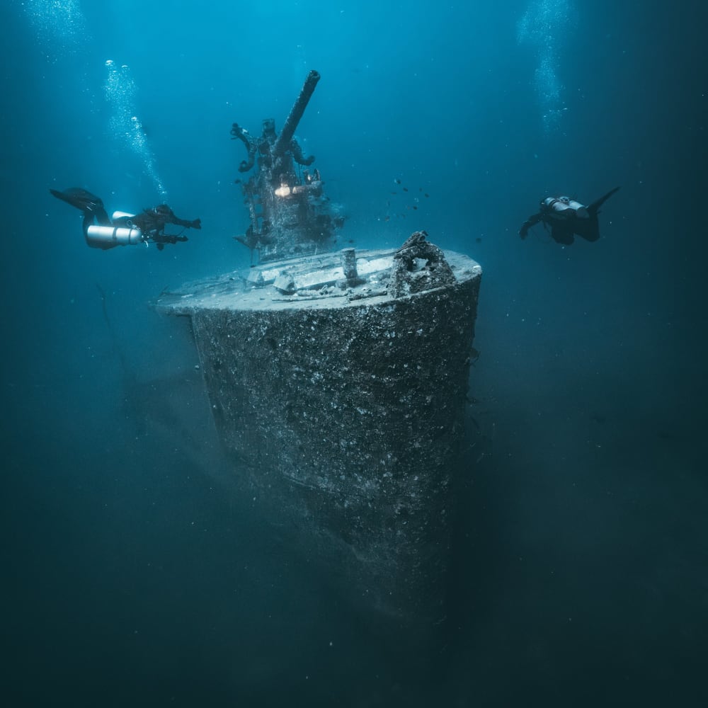 divers in pool