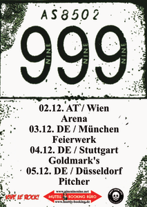 999 (uk) + GARDEN GANG (ger) - Mi., 02.12.2026, 19:00 at Arena Wien, Baumgasse 80, 1030 Wien, Österreich